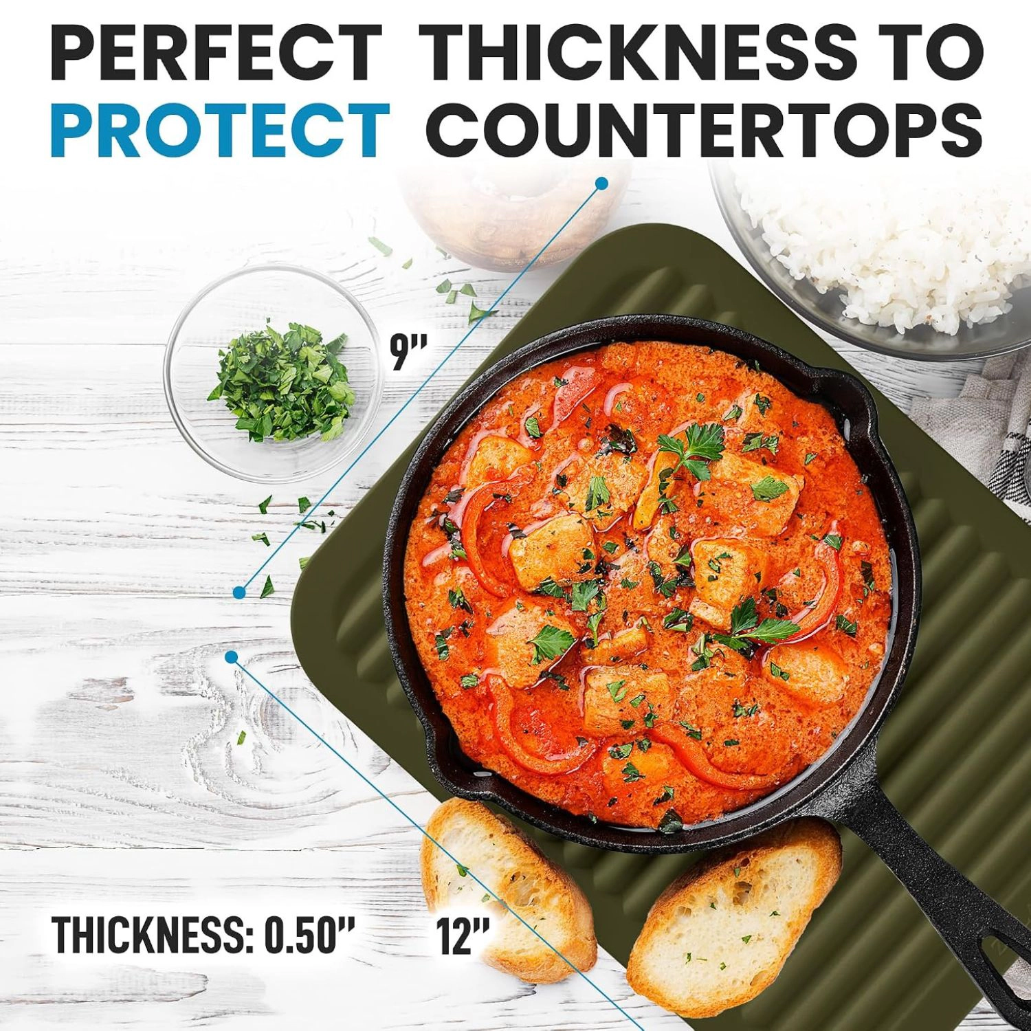 Zulay Kitchen 2-Pack 9"x12" Silicone Trivets for Hot Pots & Pans