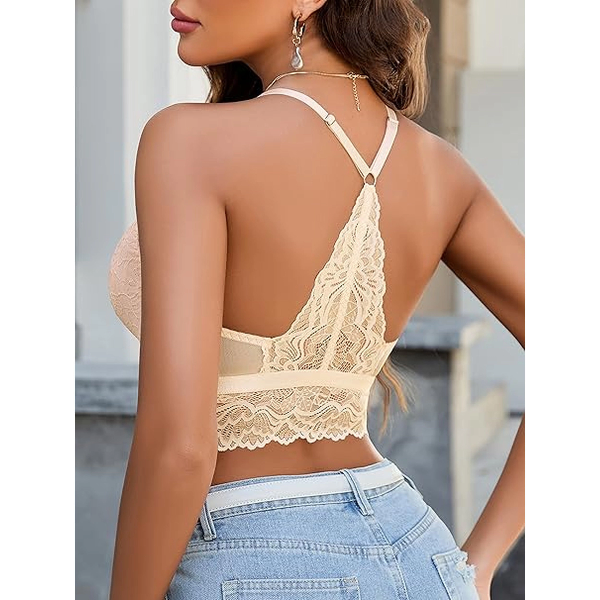 Avidlove Women's Lace V Neck Racerback Adjustable Cami Crop Bralette