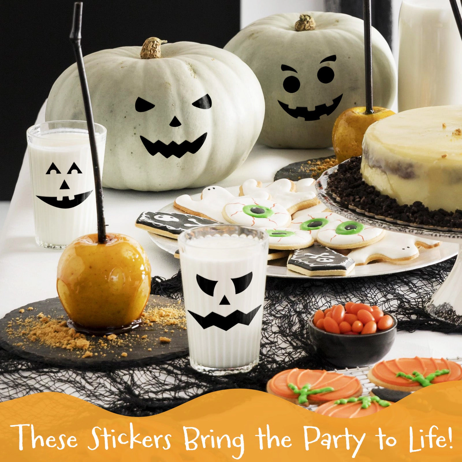 Wrapables Halloween Classic Pumpkin Face Stickers, DIY Halloween Pumpkin Decorating Stickers (18 Sheets)