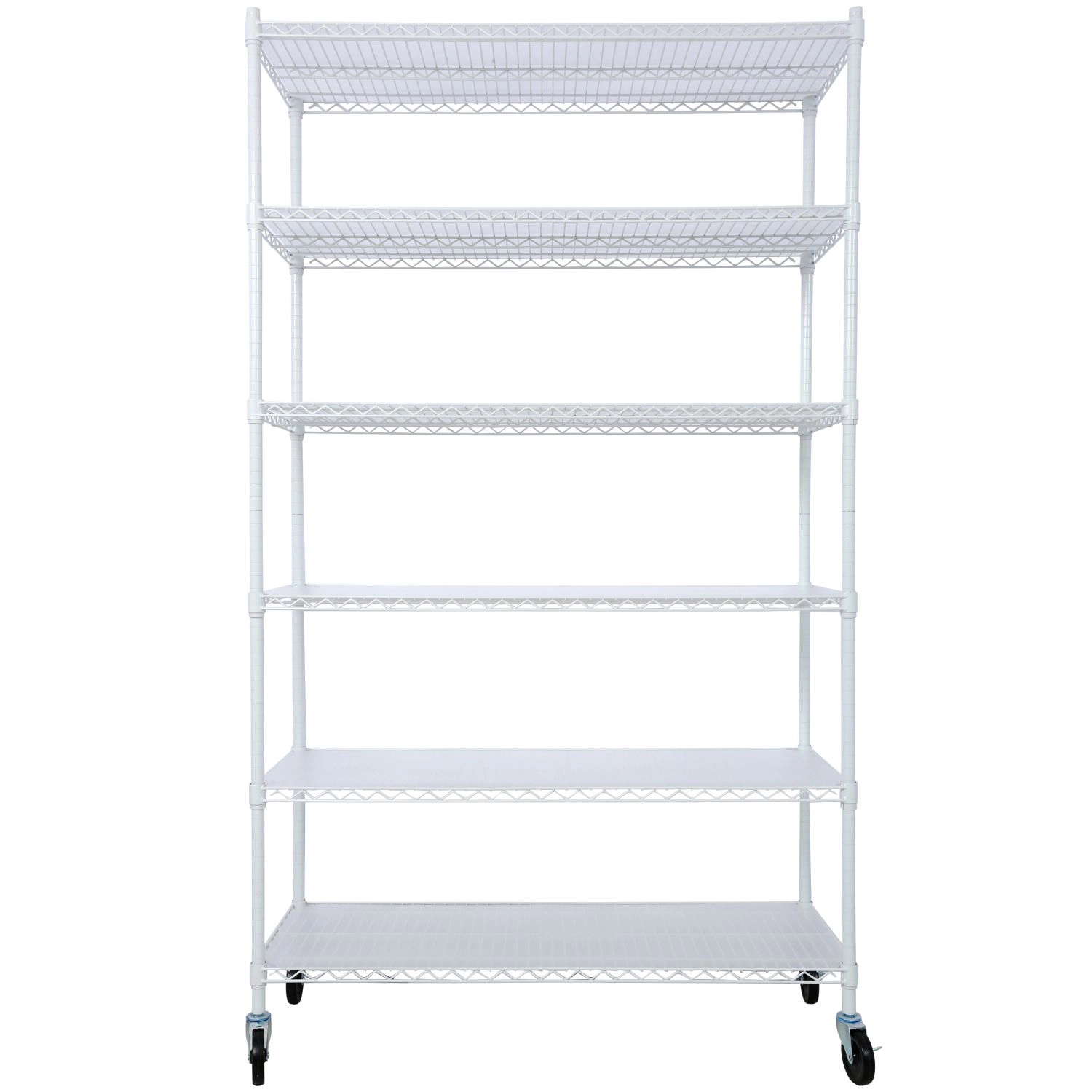 Flynama 6 Tier Wire Shelving 6000lbs 84H x 48L x 20D in NSF with Wheels and Liners for Commercial Utility in White
