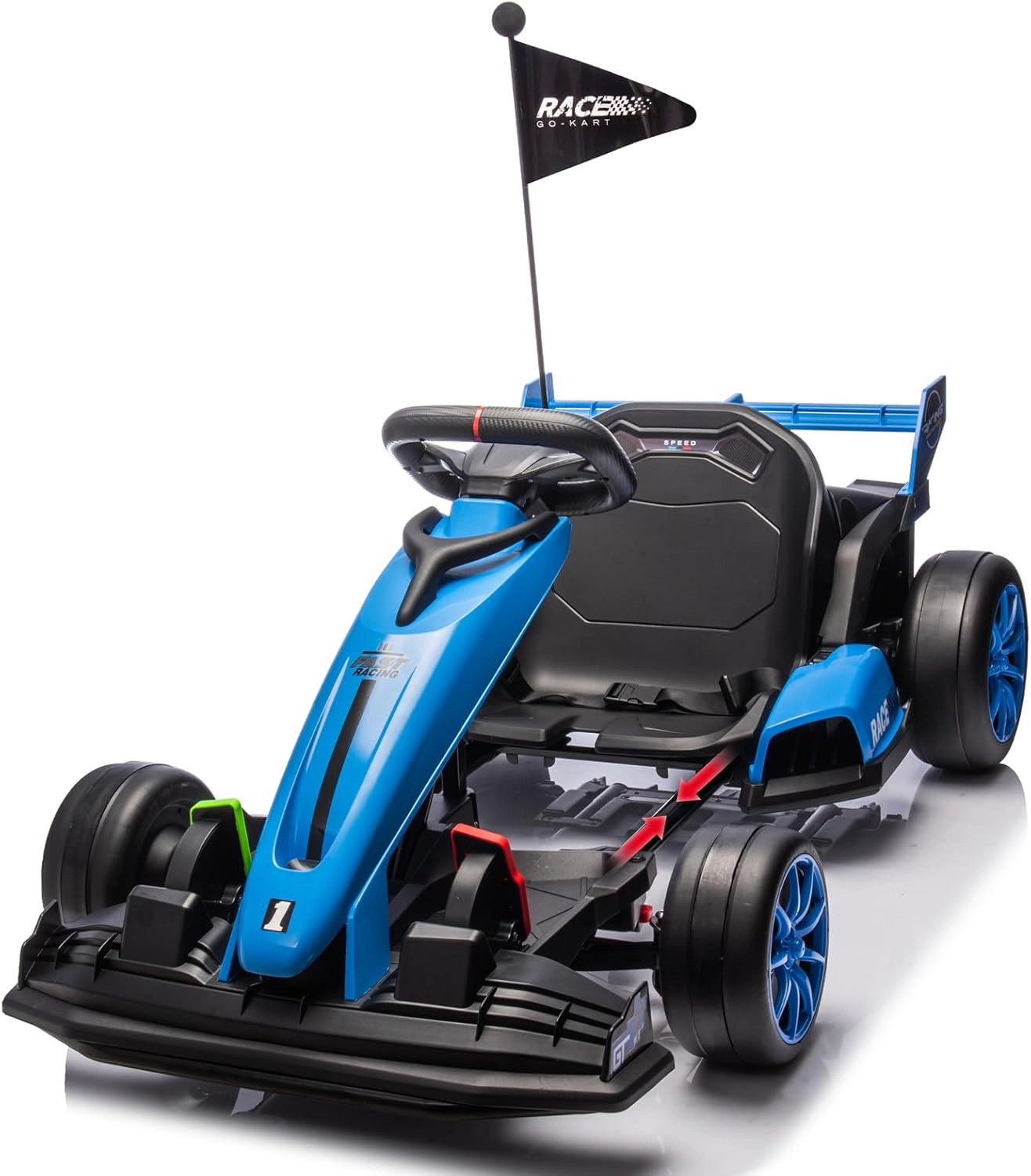 Enjyam 24V Kids Electric Go Kart, 7.5MPH Variable Drift Racing Car w/ 2×200W Motors, Adjustable Legroom, Power Display