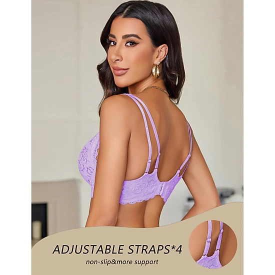 Avidlove Women's Lace V Neck Strappy Wireless Bralette