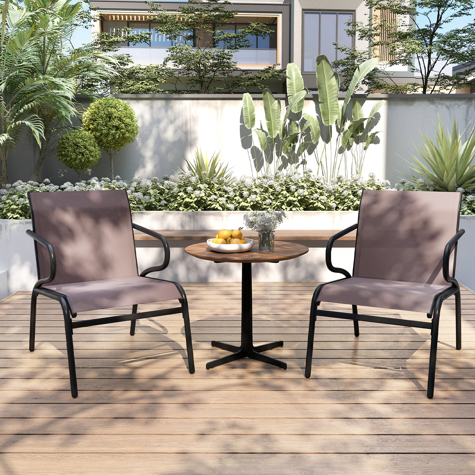 LJG Modern Patio Chairs Set of 2 with Breathable Fabric for Porch