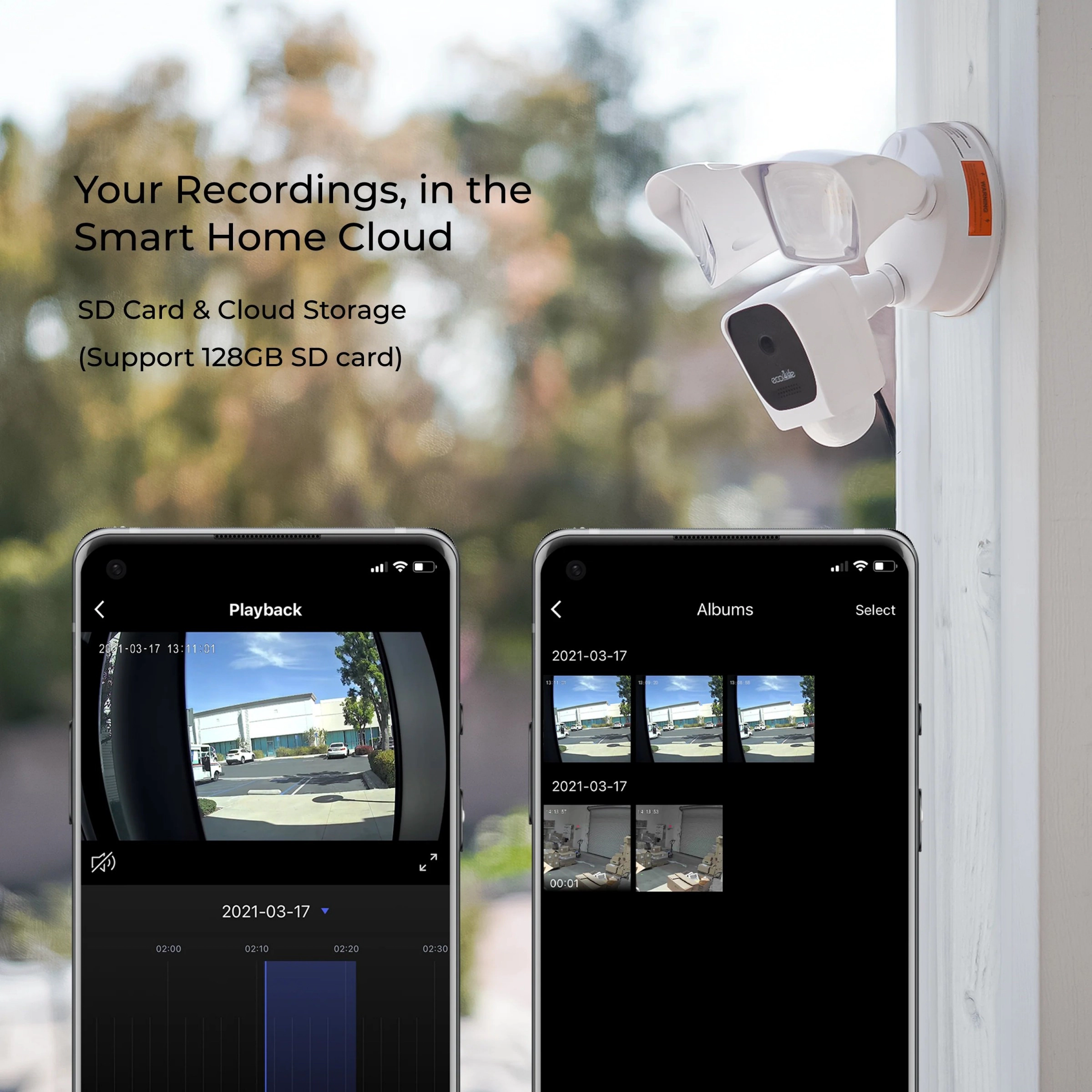 Eco4life 2K HD WiFi Outdoor Surveillance Floodlight Camera