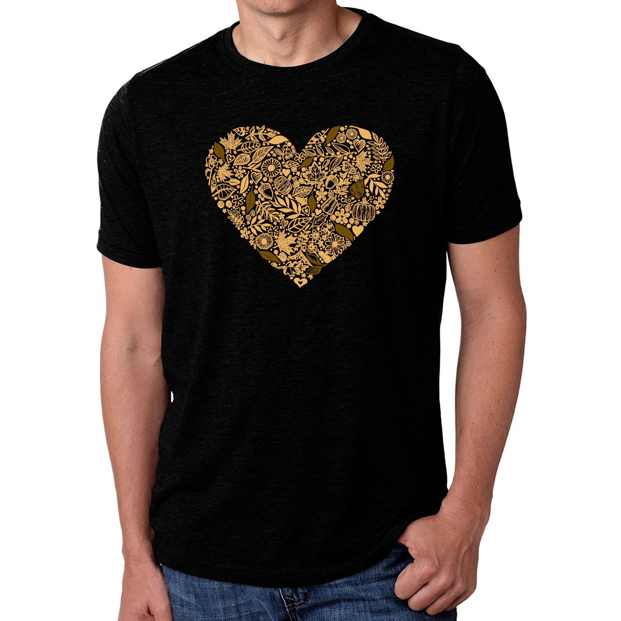 LA Pop Art Men's Cotton/Poly Blend Word T-Shirt - Fall Vibes