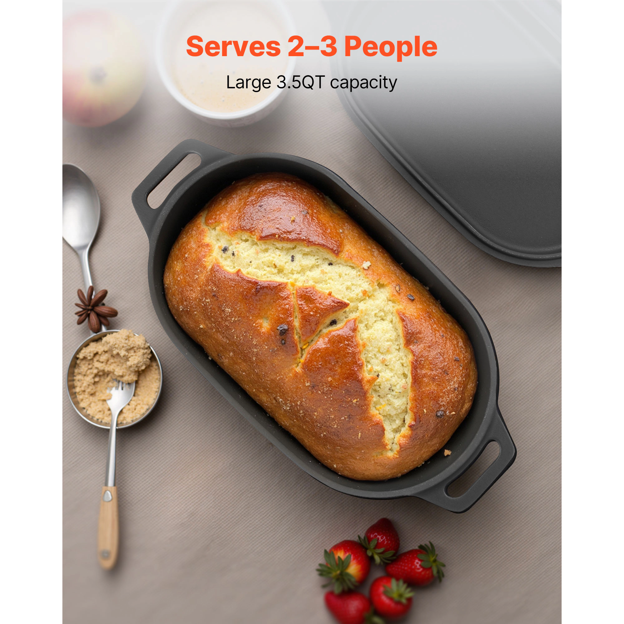 HONGGE Enameled Cast Iron Dutch Oven Pot with Lid and Dual Handles Heavy-Duty Durable Cookware Pan Induction