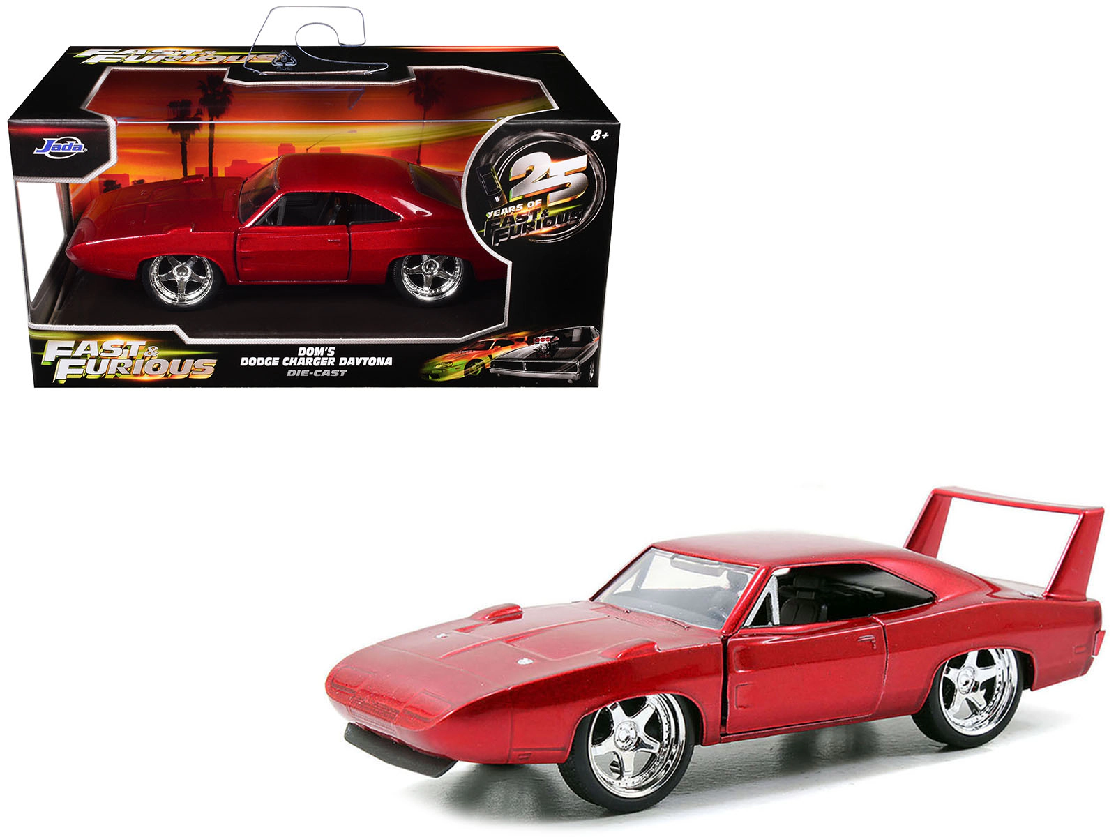Jada Dom's Dodge Charger Daytona Red Metallic "Fast & Furious 6" (2013) Movie "25 Years of Fast & Furious"