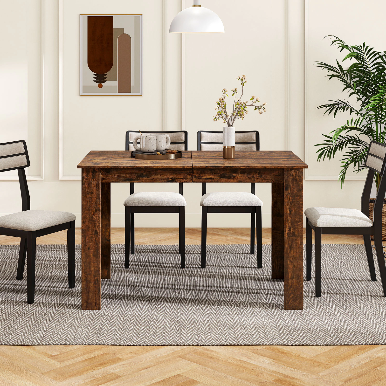 SUGIFT 47 to 62 in Extendable Rectangular Dining Table for 4 to 8 People