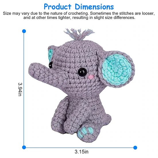 GBruno Beginner Crochet Kit With 2 Elephant Patterns