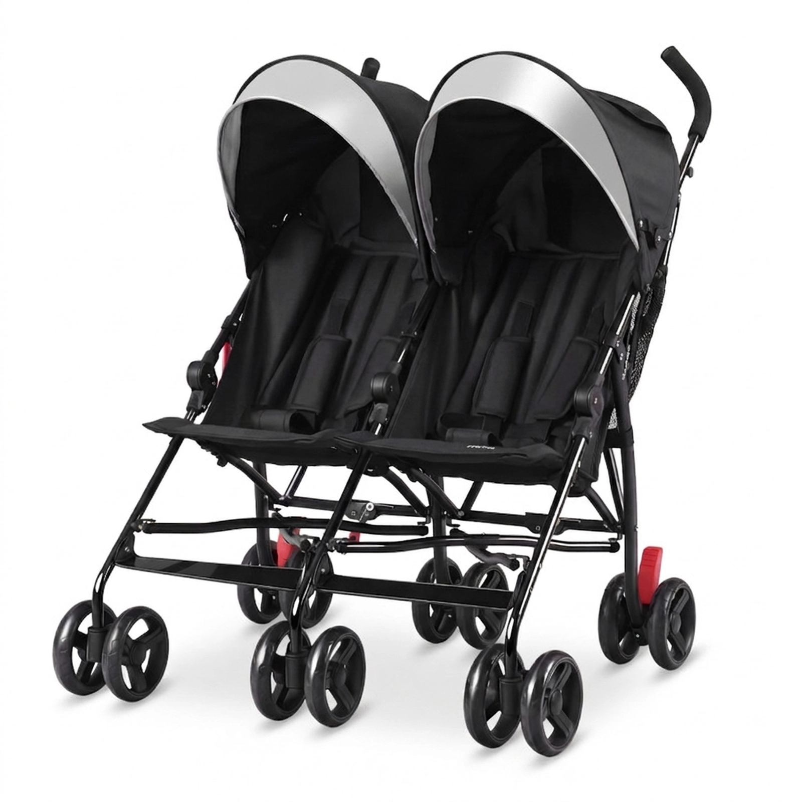 SUGIFT Baby Black Side-by-Side Double Umbrella Stroller with 5-Point Harness 31-in W 37-in H 35-lb Per Seat
