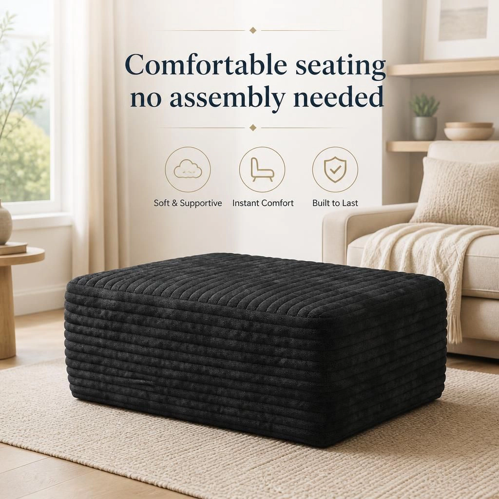 GOODSILO Comfortable Foam Filled Rectangular Low Profile Ottoman