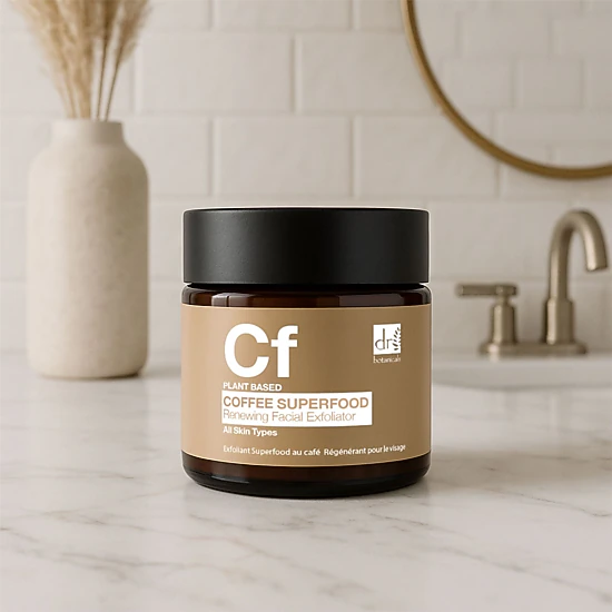 Dr Botanicals Coffee Superfood Renewing Facial Exfoliator 60ml - Salicylic Acid, Vitamin E, Shea Butter