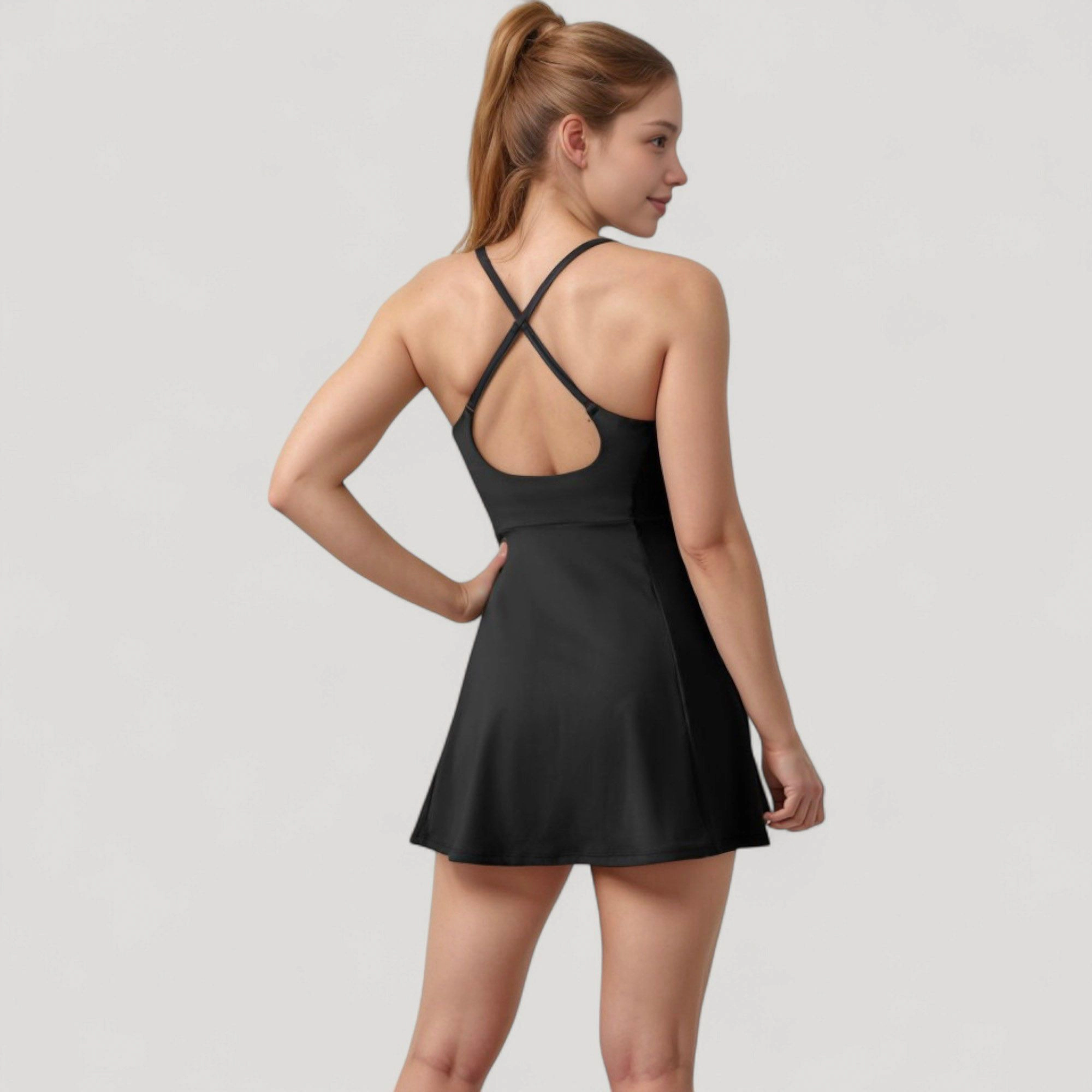 Anna-Kaci Women's Spaghetti Strap A-Line Tennis Dress - Sleeveless Activewear Mini