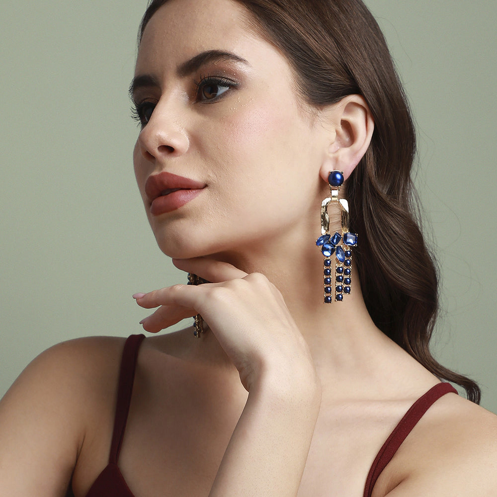 SOHI Women's Sapphire Blue Party Drop Earrings