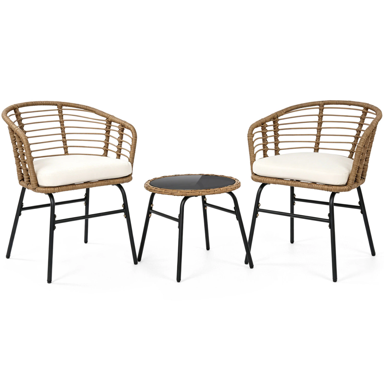 LJG 3 Pieces Outdoor Patio Furniture Set with Soft Cushions