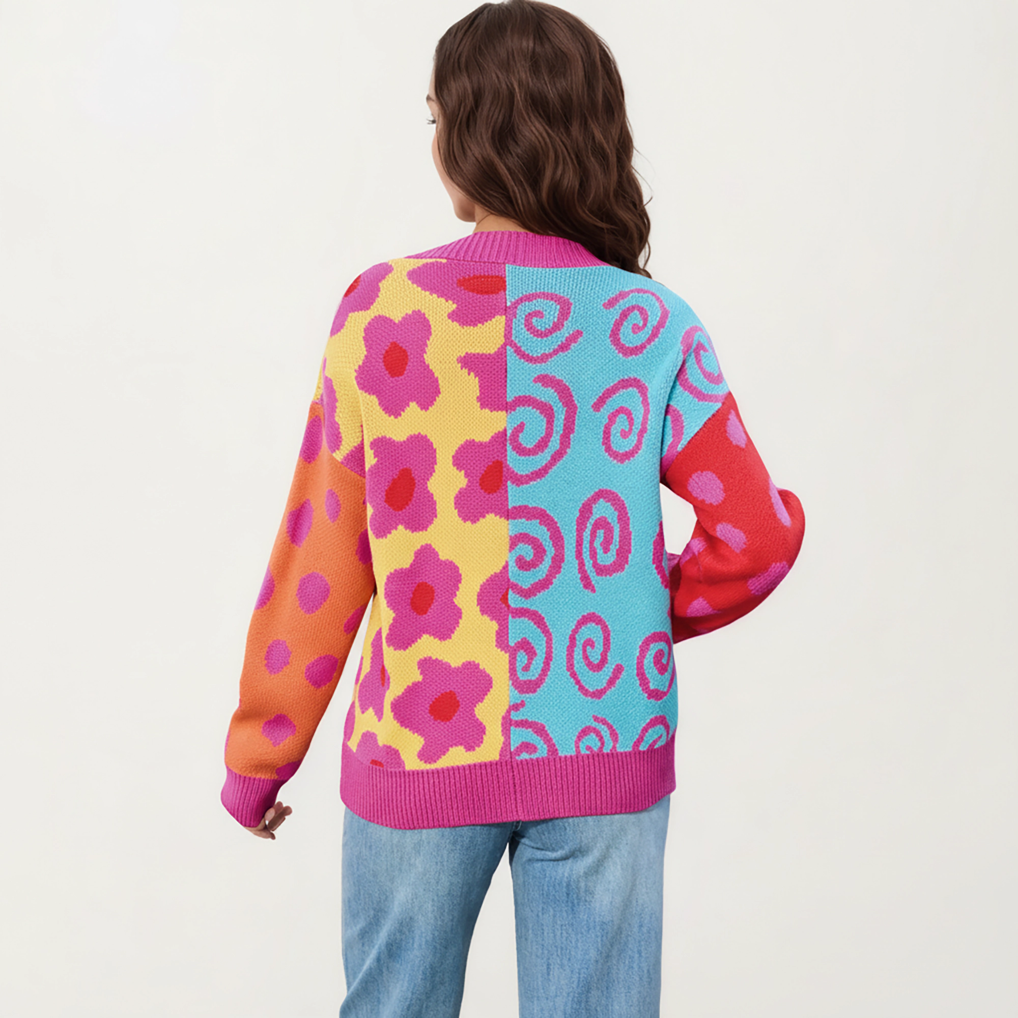 Anna-Kaci Women's Multi Pattern Open Front Cardigan with Long Sleeves, Soft Knit Texture and Relaxed Layering Fit