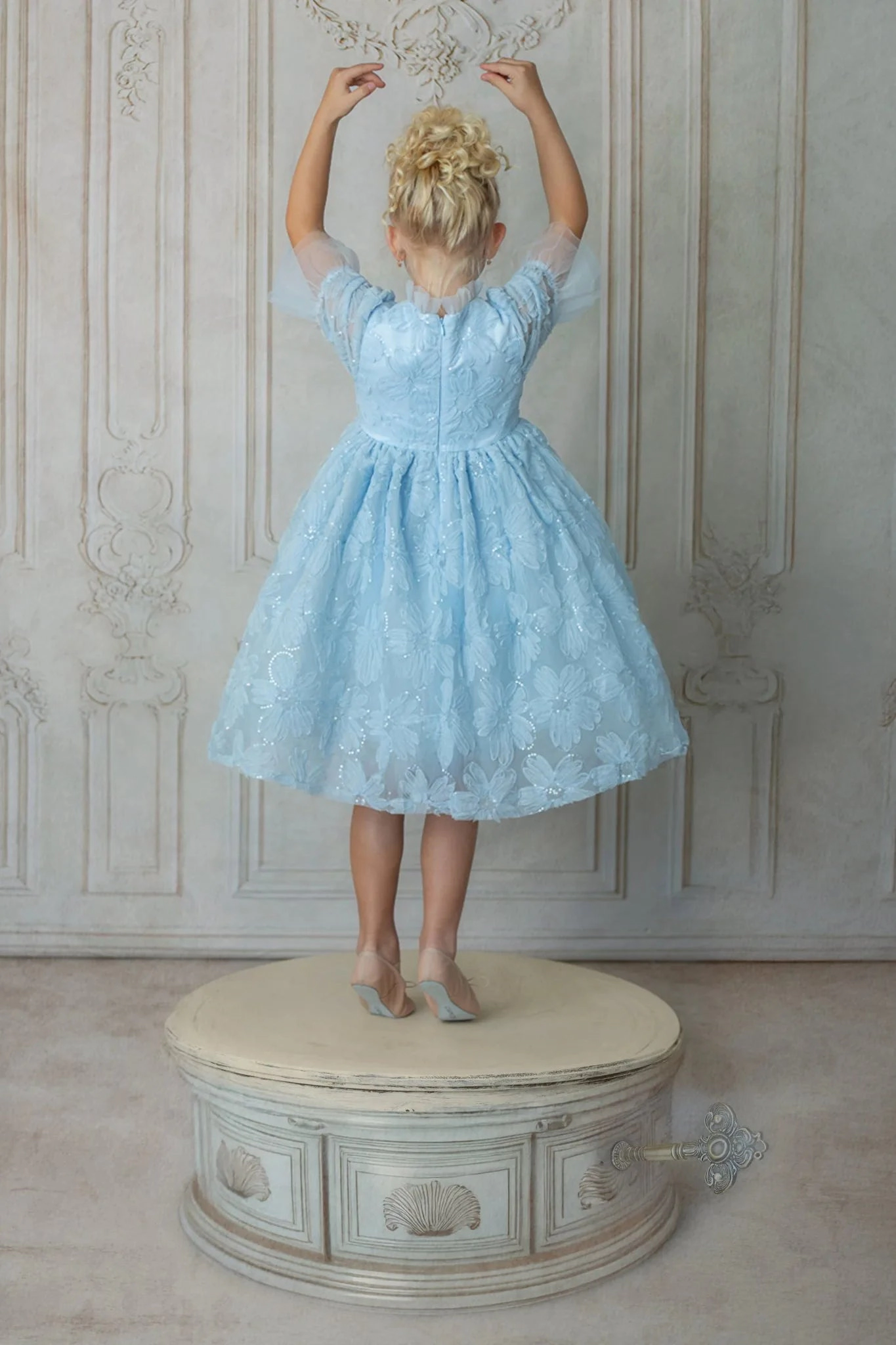Faeella Girls Sky Petal Music Box Dress