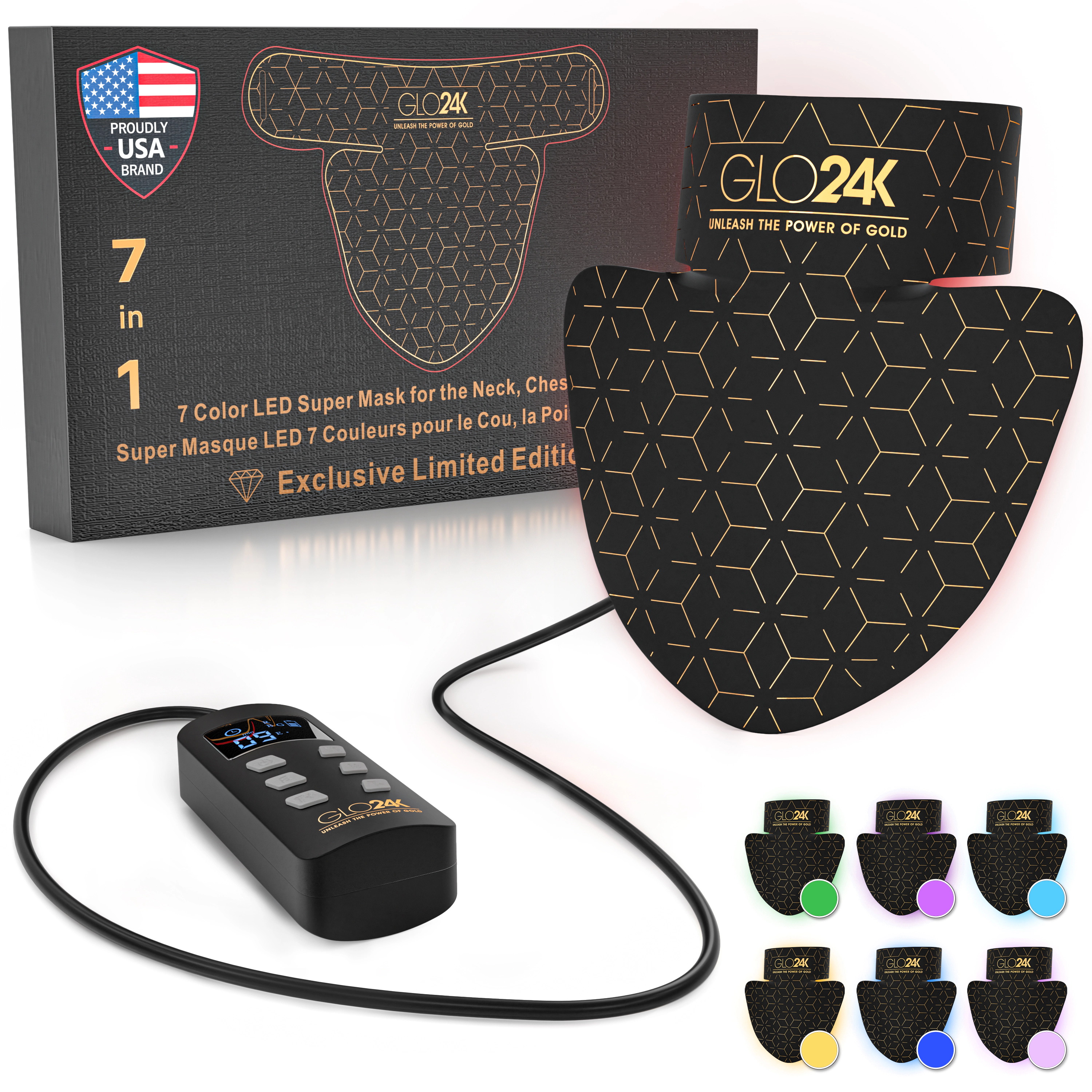 GLO24K 7 Color LED Super Mask for the Neck, Chest & Décolleté