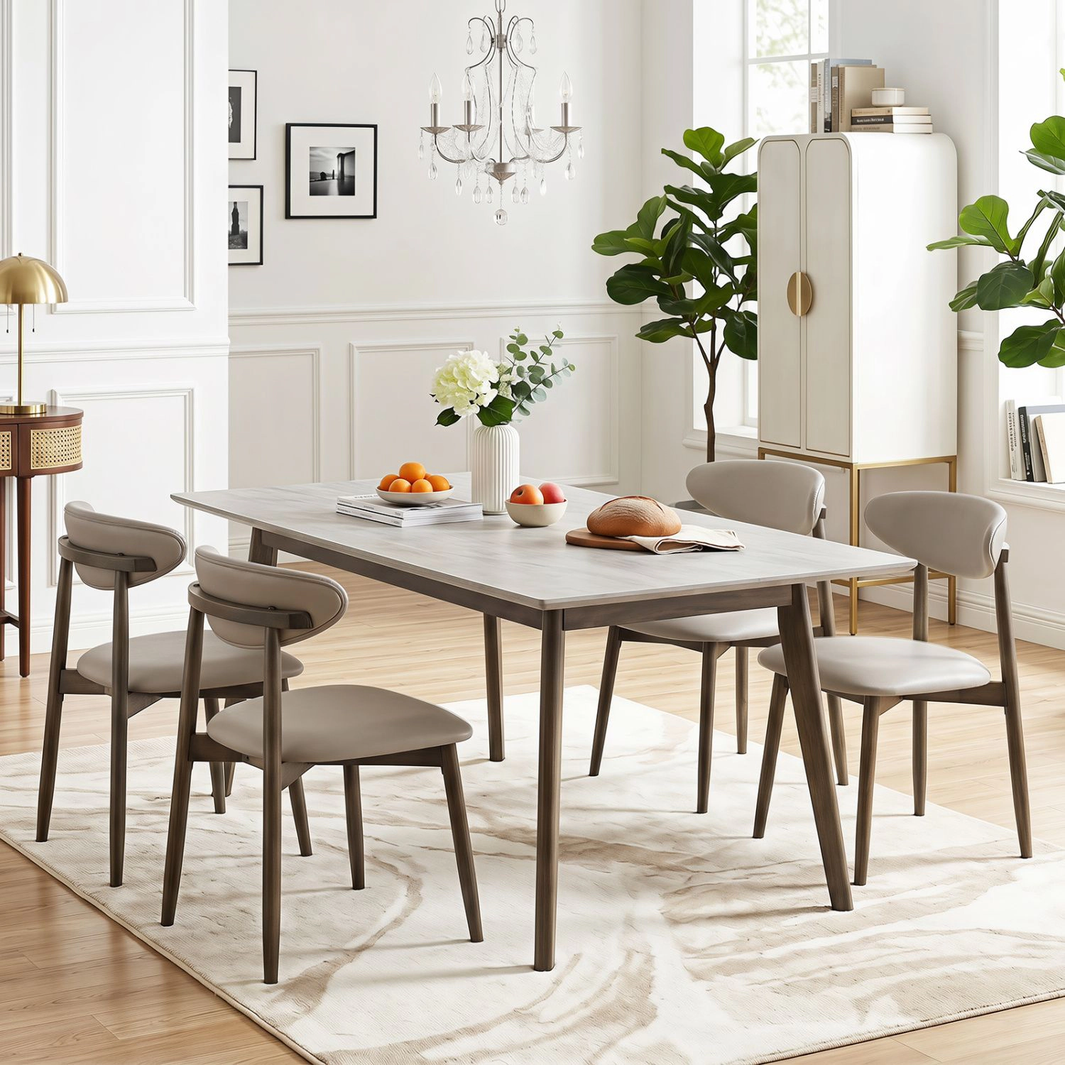 SlickBlue Modern Wooden Dining Chairs with Padded Faux Leather Seat