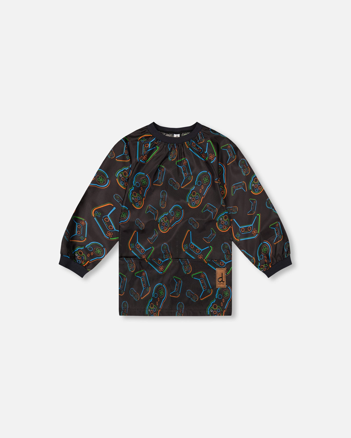 Deux par Deux Boys Water-Resistant Raglan Sleeve Game Controller Print Apron