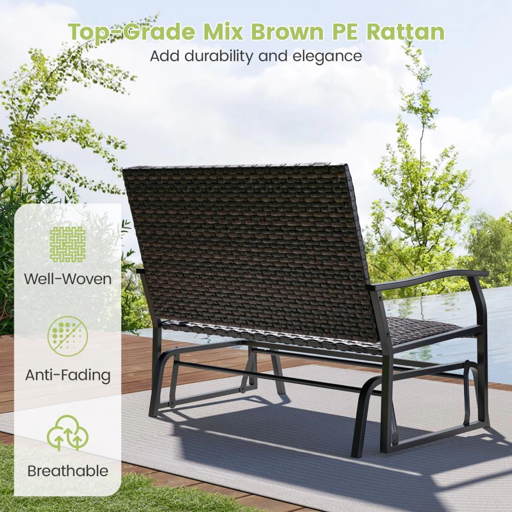 Hivvago All Weather Outdoor 2-Person Swing Glider Bench With Quick Dry Foam Seat