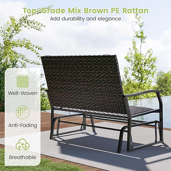 Hivvago All Weather Outdoor 2-Person Swing Glider Bench With Quick Dry Foam Seat