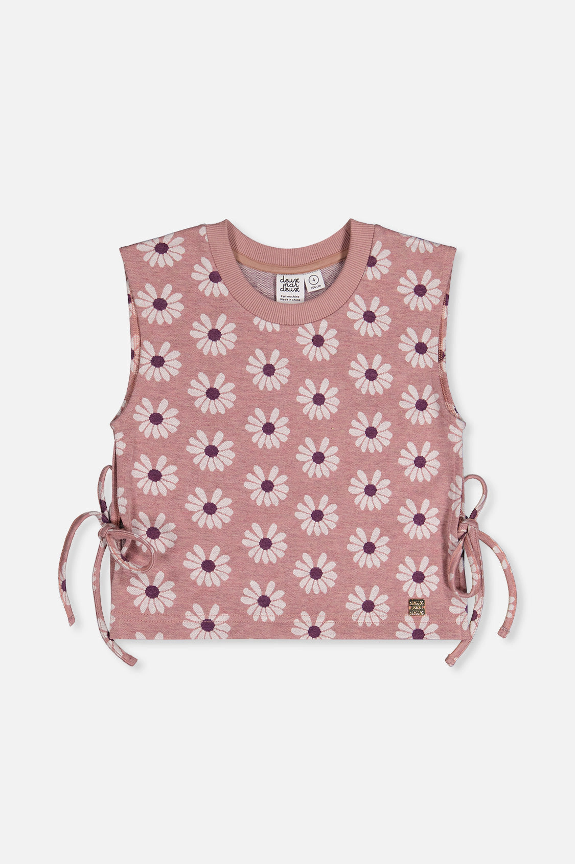 Deux par Girls Jacquard Vest with Printed Flowers