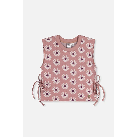 Deux par Deux Girls Jacquard Vest with Printed Flowers