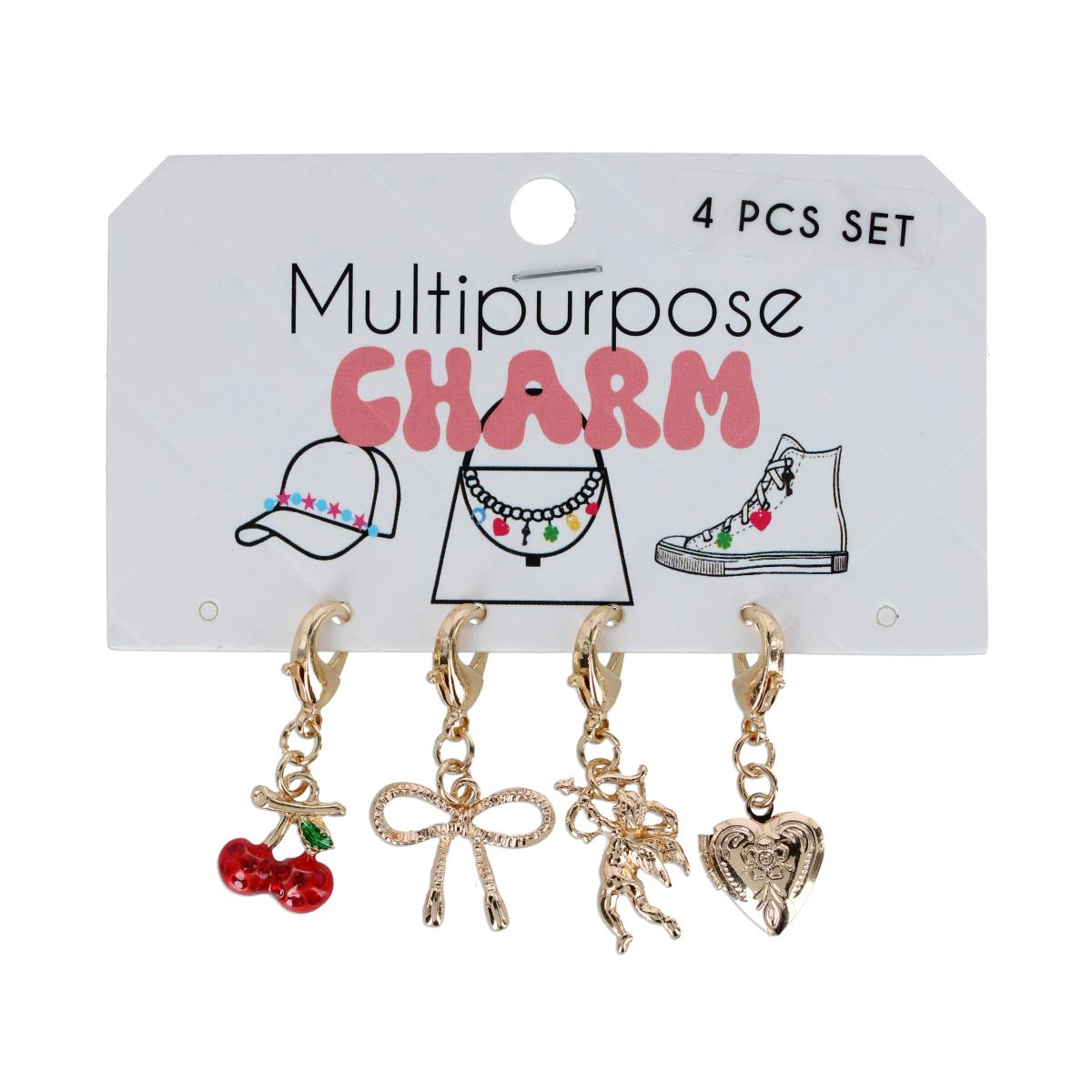 CTM® Women's Cherry Bow 4pc Multi Bag Charms