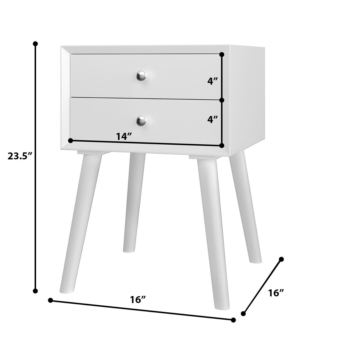 Hivvago Mid-Century Wooden Multipurpose End Table with 2 Storage Drawers