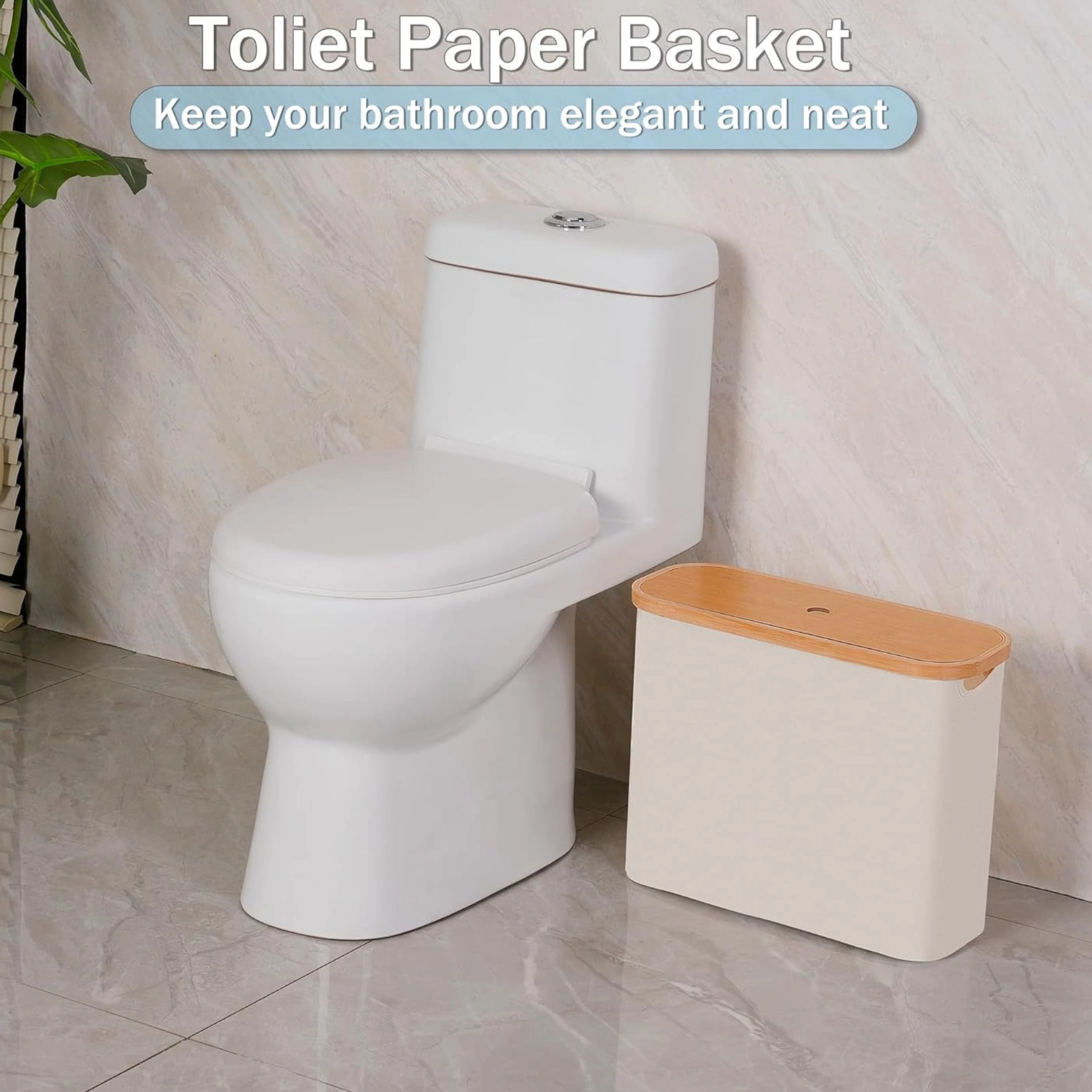 Stock Preferred Toilet Paper Storage Basket with Lid Freestanding Bathroom Organizer