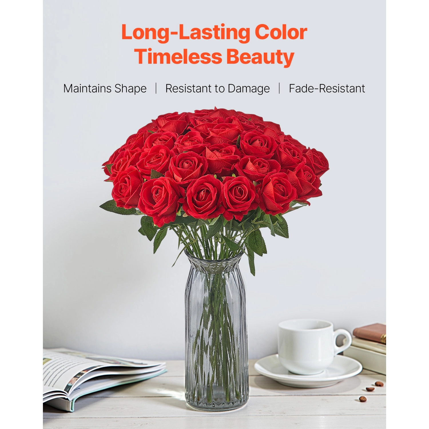 HONGGE Artificial Flowers Real Looking Foam Fake Roses Bulk Faux Bridal Shower with Stems for DIY Wedding Bouquets Home