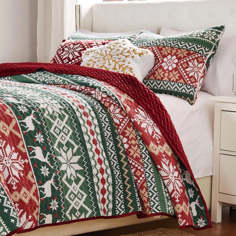 Greenland Home Fashion Fair Isle 2 Piece s Quilt Set Including Pillow Sham