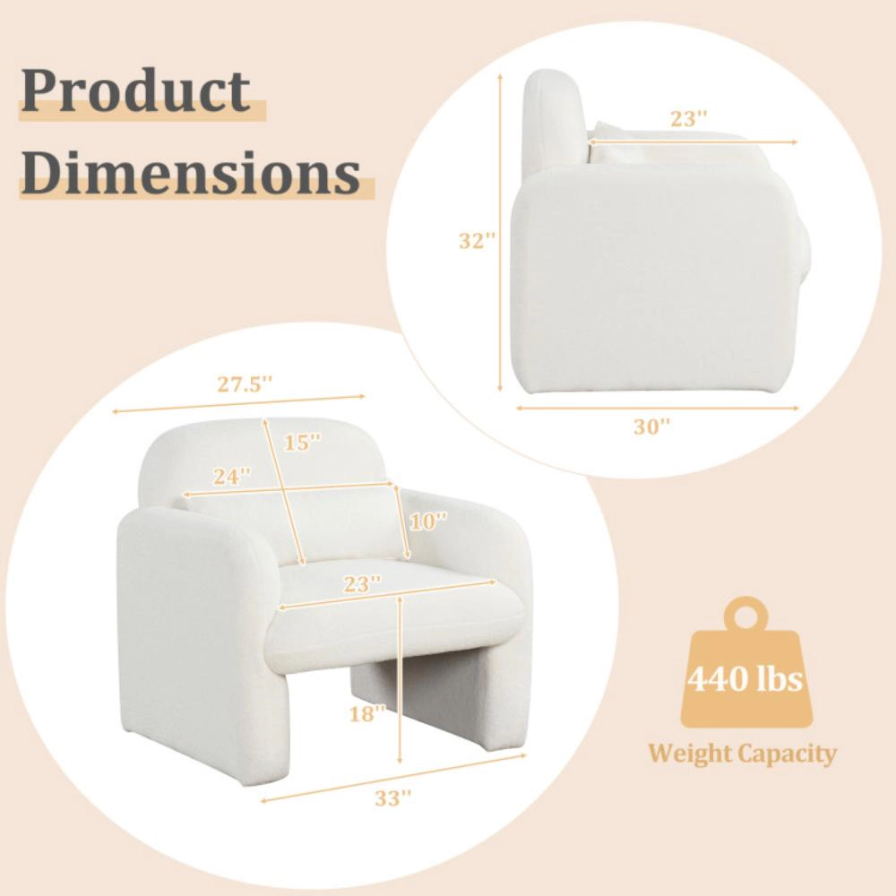 Hivvago Contemporary Armchair with Lumbar Pillow for Bedroom and Living Room Comfort
