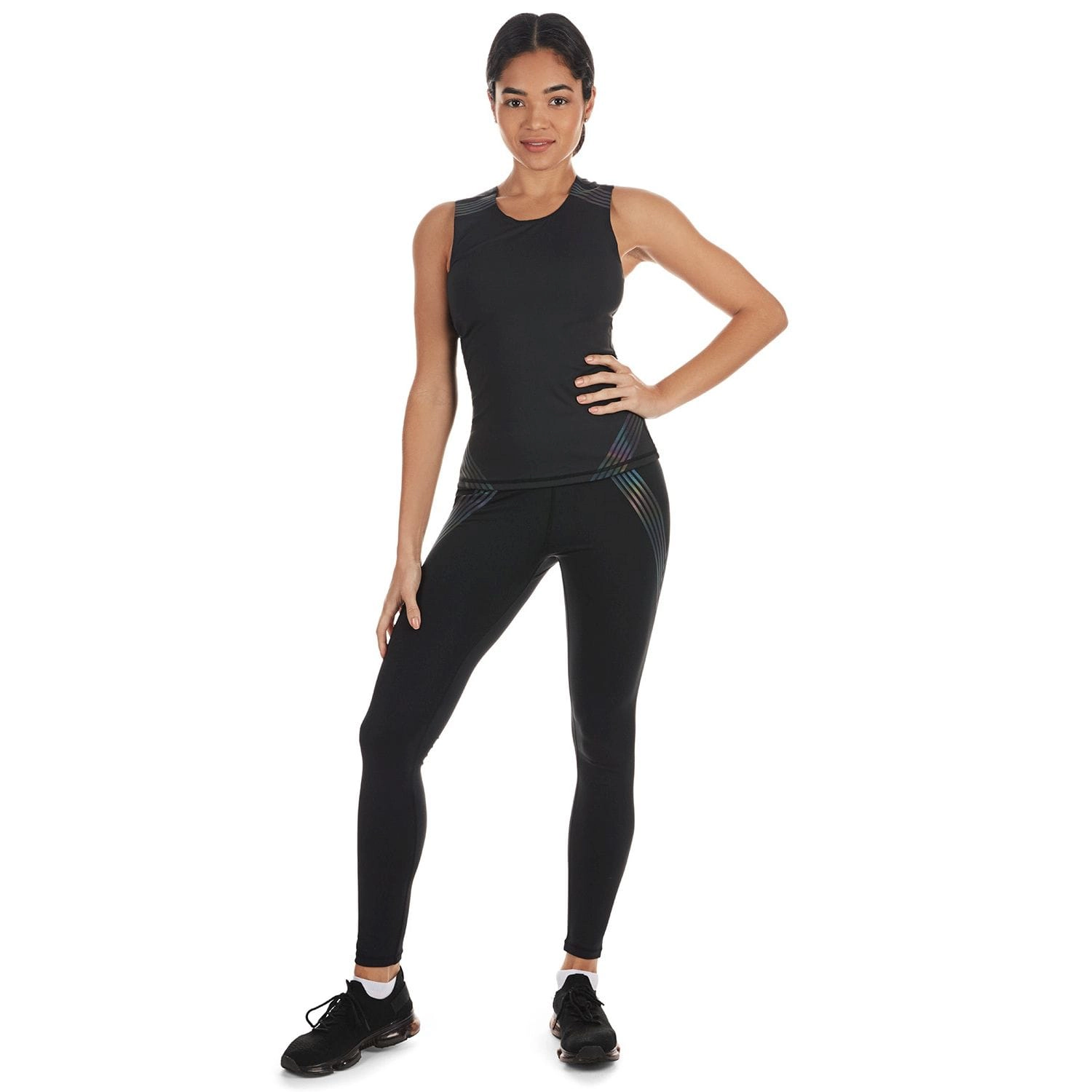 Memoi Reflective Rainbow Smoothing Stretch Athletic Tank Top
