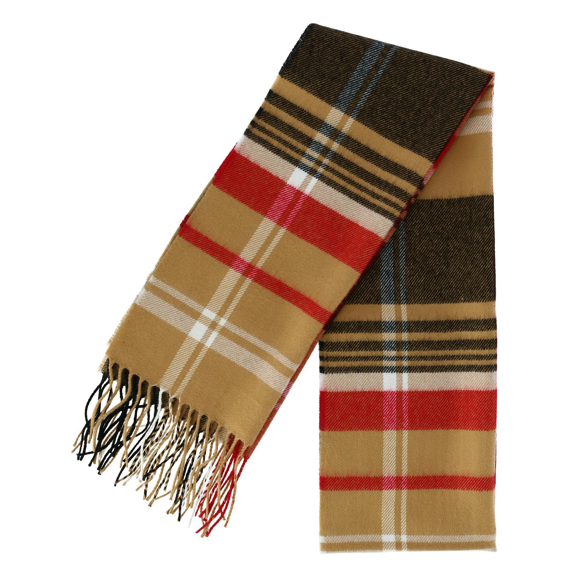 David & Young Soft Plaid Winter Scarf for Men Women Cozy Fringe