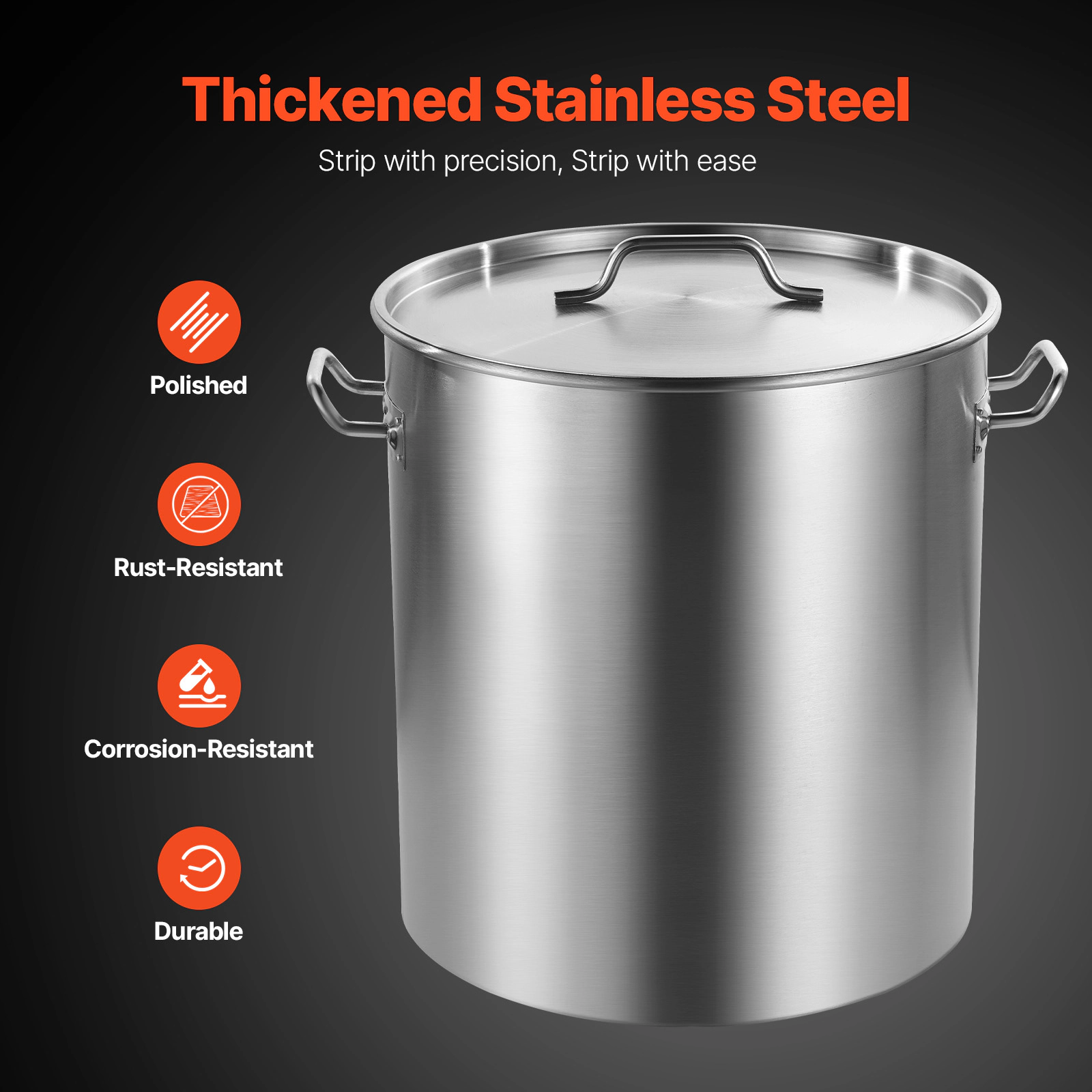 HONGGE Stainless Steel Stockpot Large Cooking Pots Cookware Sauce Pot with Basket Lid and Handle Heavy Duty Commercial