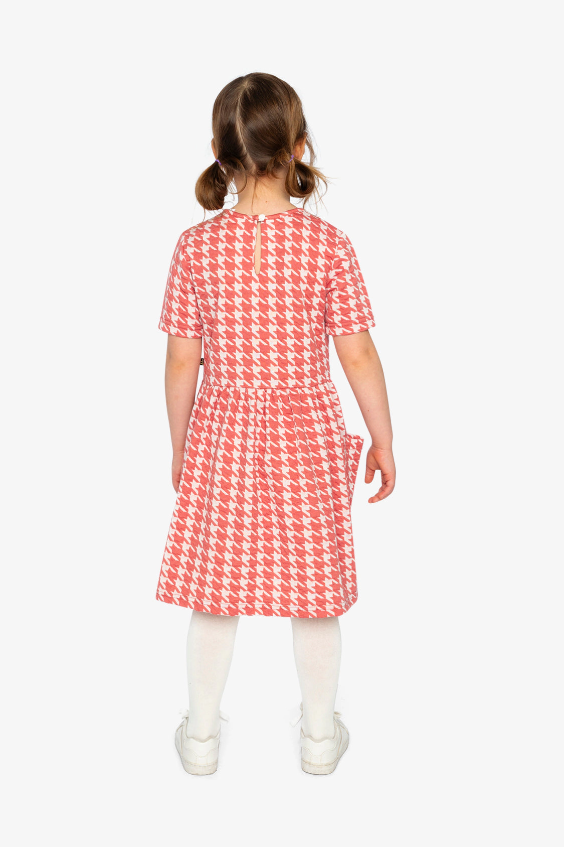 Deux par Girls Houndstooth Short Sleeve Dress with Pockets