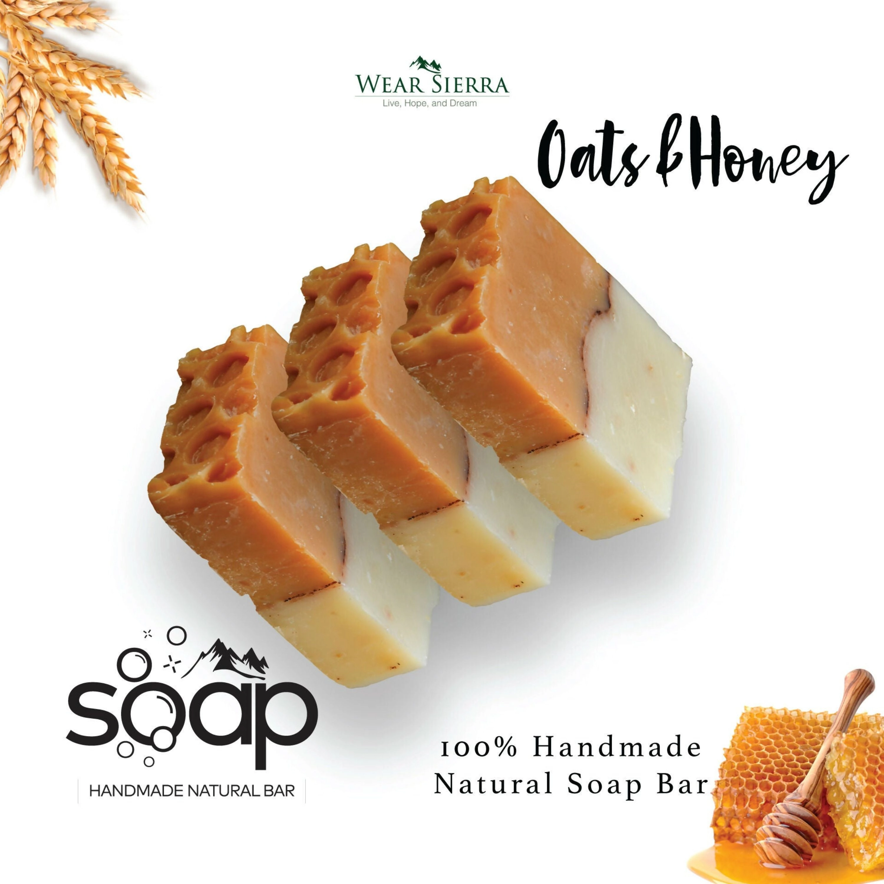Wear Sierra Handmade Natural Moisturizing Oats and Honey Bar Soap Pack Of 3