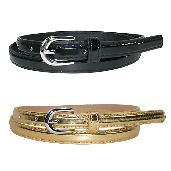 CTM® Women's Skinny 1/2 Inch Dress Belt (Pack of 2 Colors)