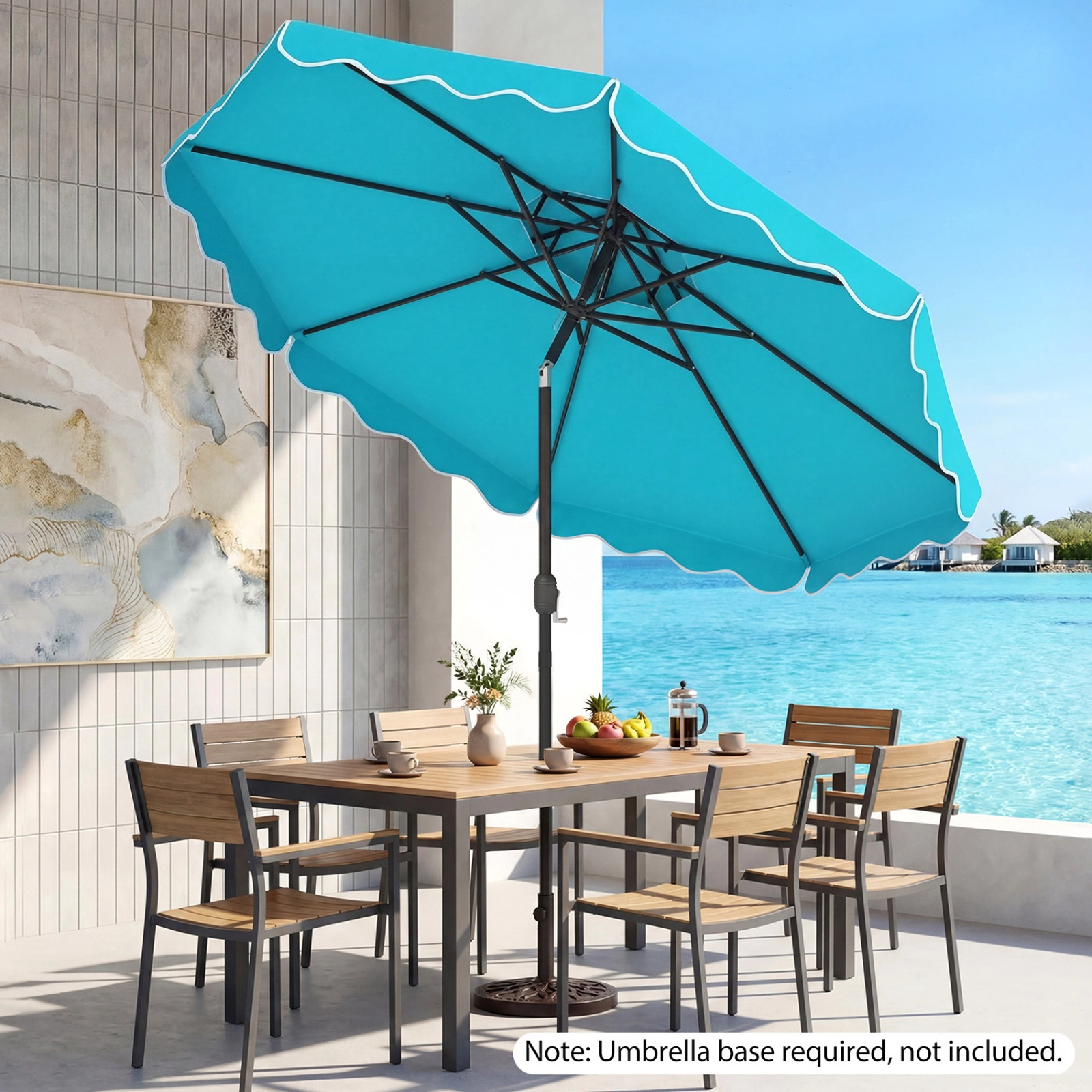 SUGIFT Vented 10-ft Patio Umbrella with Push Button Tilt and Crank 17-lb Net Weight Turquoise Polyester Fabric Canopy