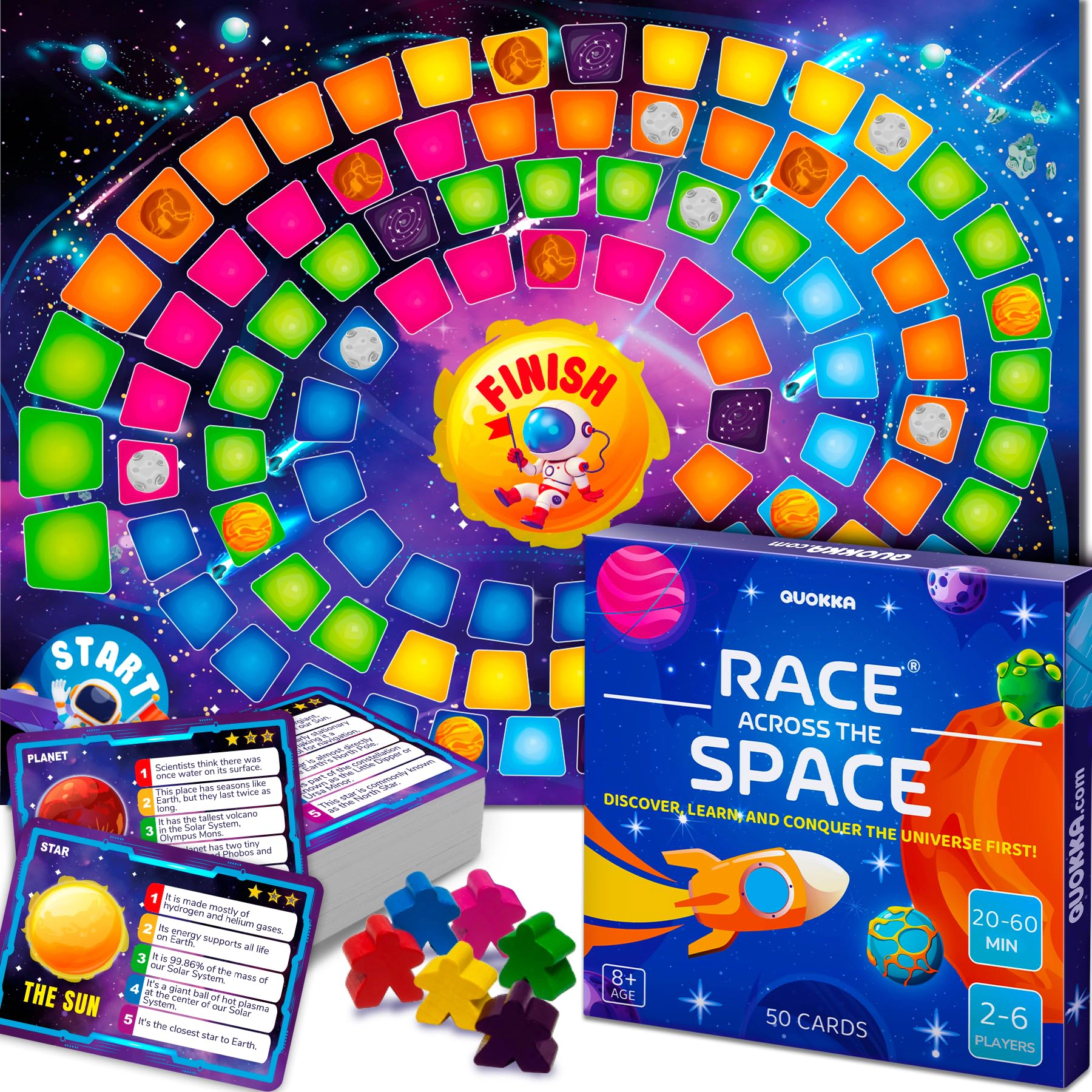 QUOKKA Educational Board Games for Kids & Families, Geography, Space USA Learning Activities