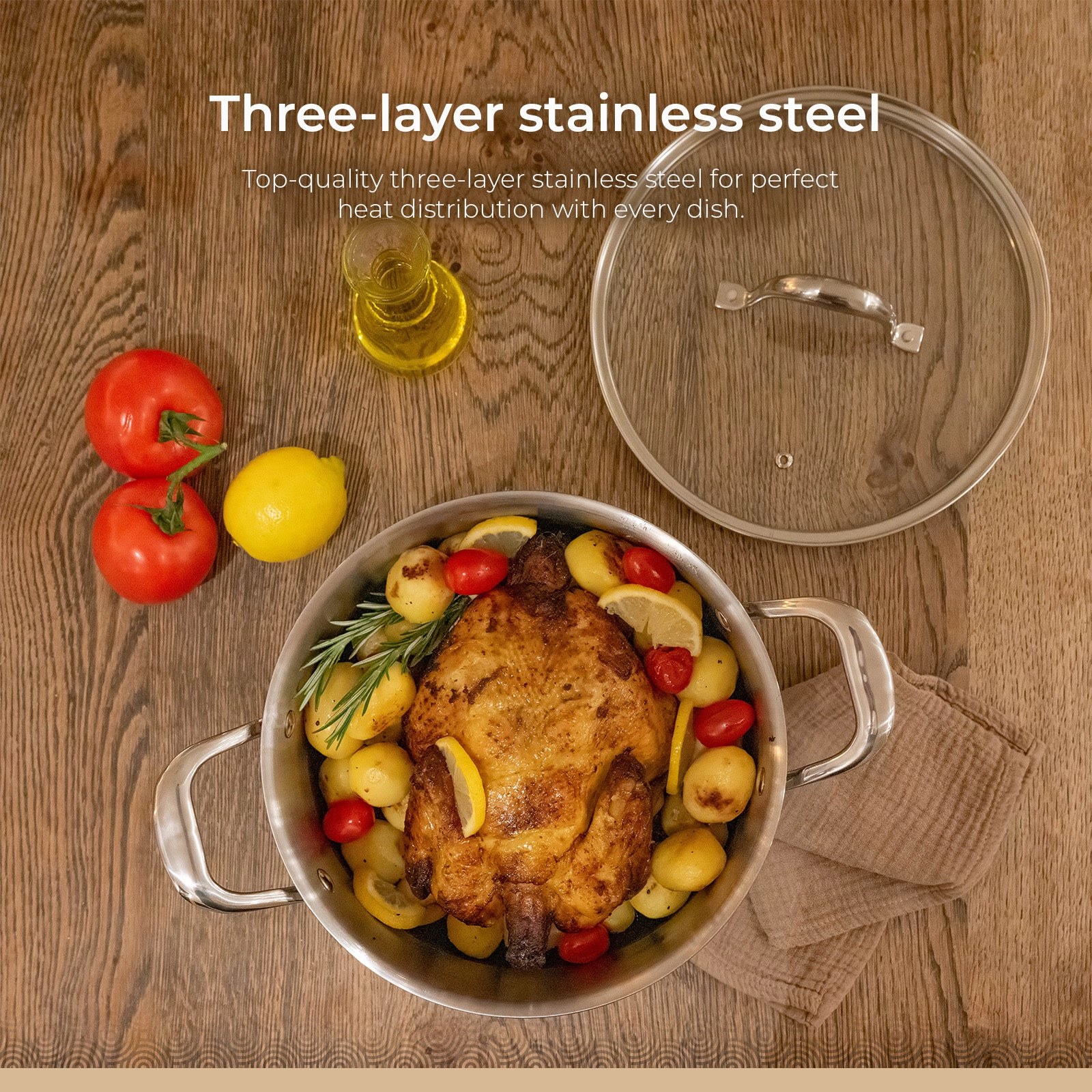 BE - LIVING CIRCLAD Series 5-Quart Hybrid Nonstick Casserole with Lid 9.5"