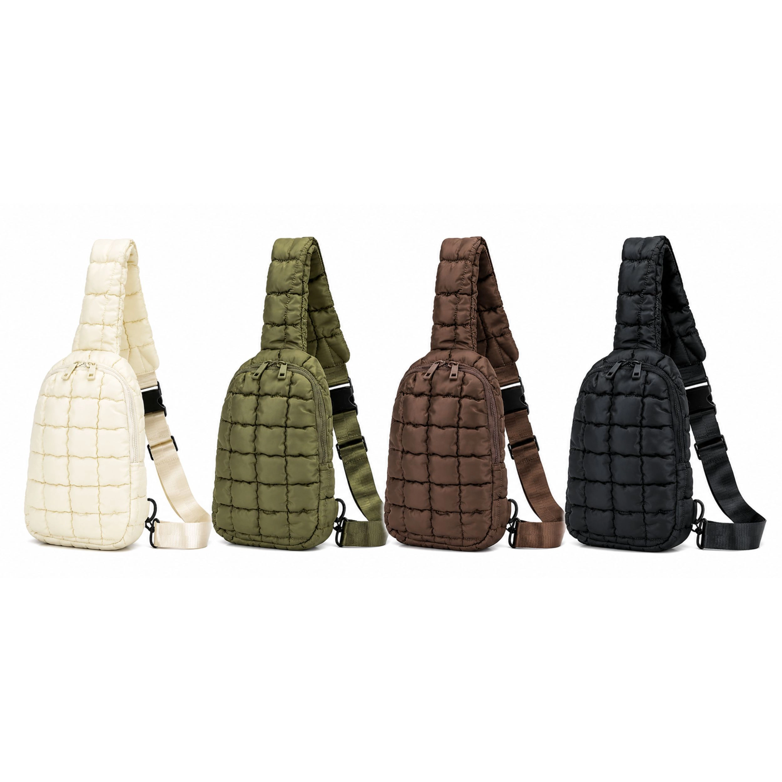 Home Collection Unisex Quilted Puffer Sling Crossbody Bag with Adjustable Strap