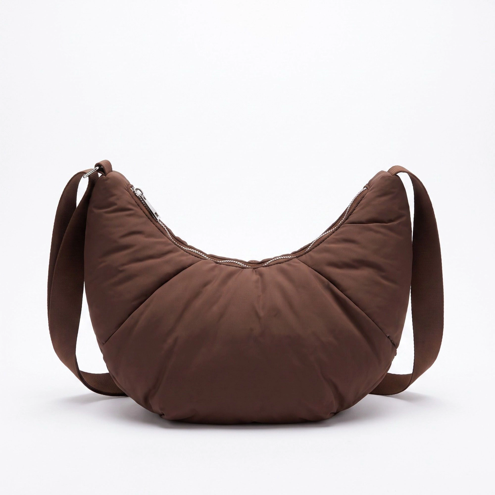 Alilang Women's Padded Crescent Shoulder Bag with Wide Strap and Top Zipper Closure 13x7.5x2.5in