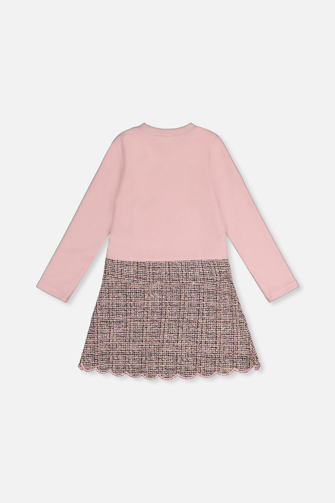 Deux par Girls Bi-Material Long Sleeve Knit A-Line Dress