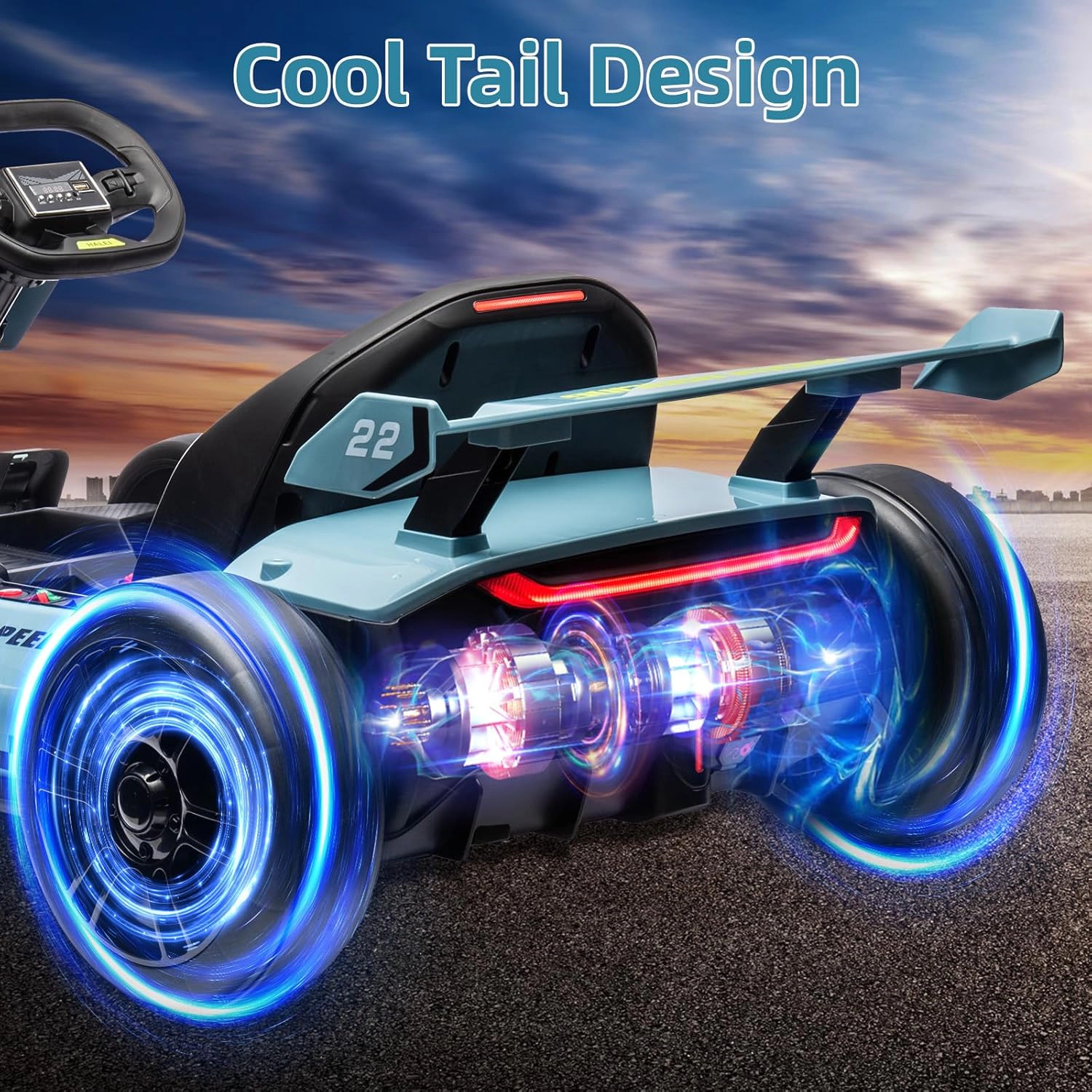 24V Kids Electric Go-Kart with Drift & Sport Modes, Dual 300W Motors, Length Adjustmen, Big Battery, EVA Tires