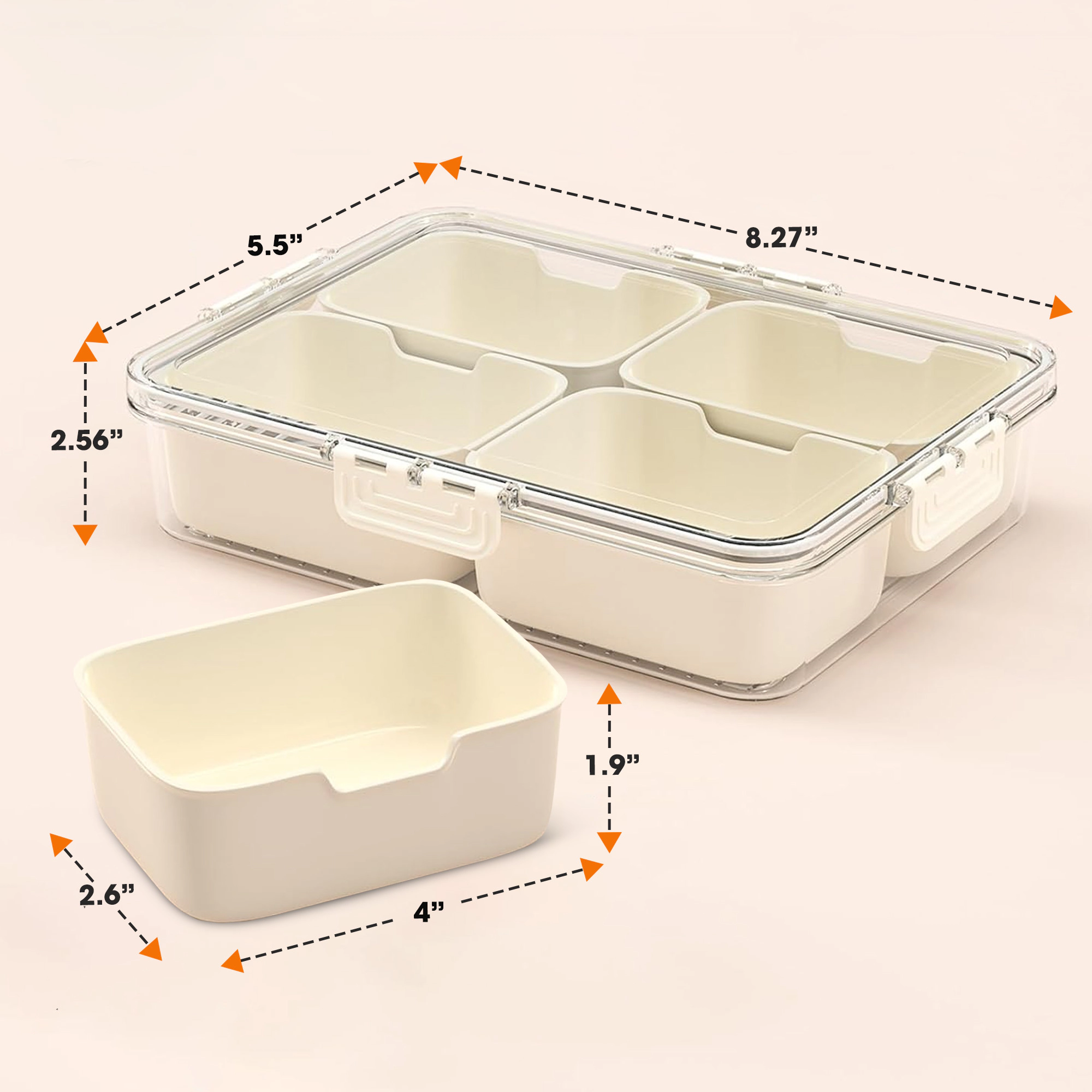 Cheer Collection 4-Compartment Airtight Food Storage Container with 4 Removable Snack Boxes