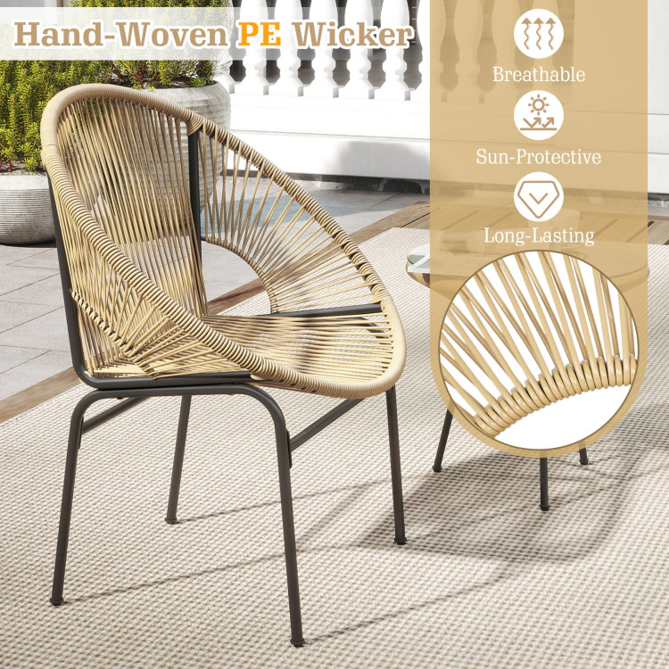 Hivvago 3 Pieces Patio Acapulco Furniture Bistro Set With Glass Table