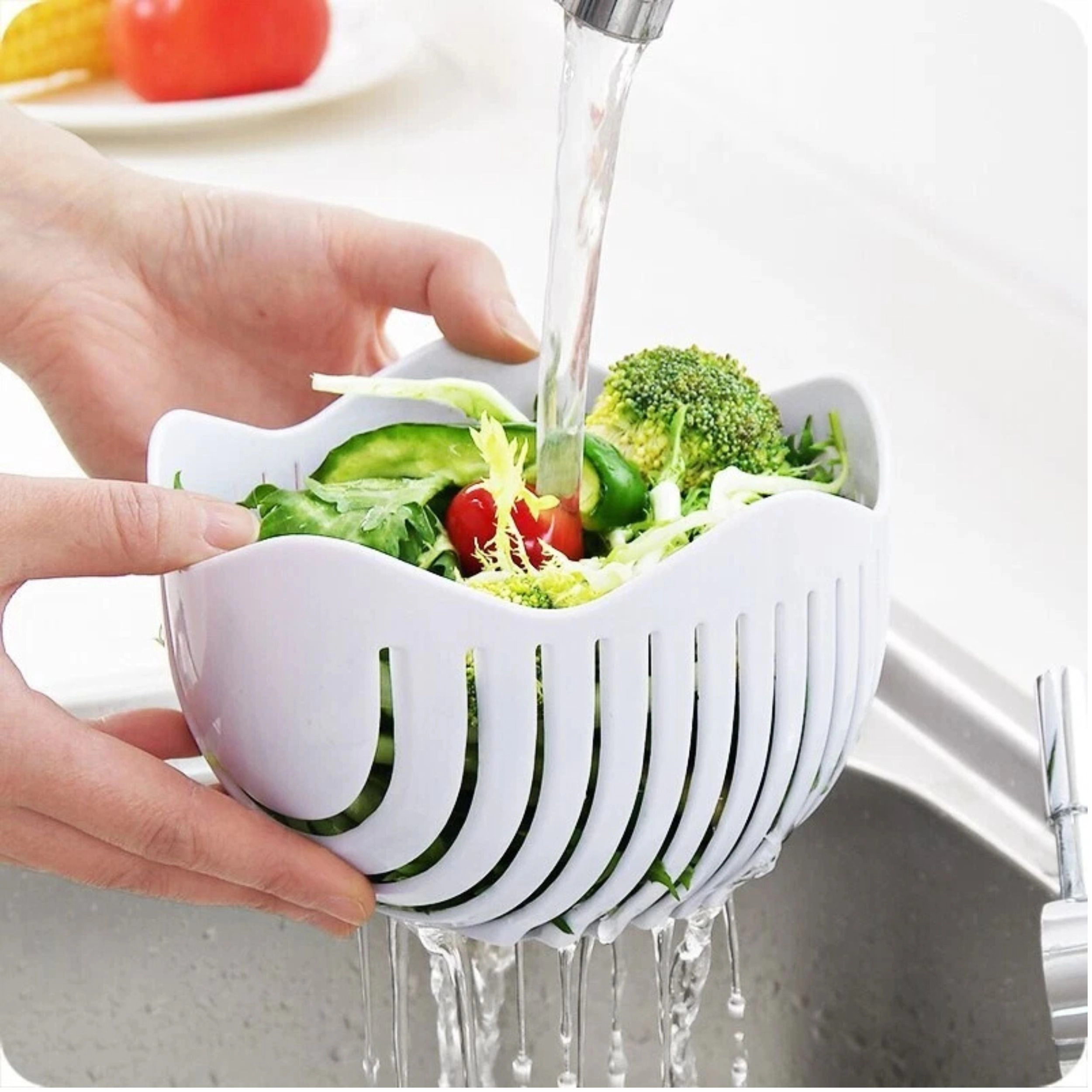 Home Collection Quick Salad Cutter Bowl with Strainer BPA-Free